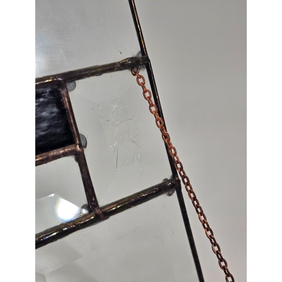 Antique Stained Glass Handmade Mirror Trinket Jewelry Box Vanity Set Art Deco - Picture 14 of 15